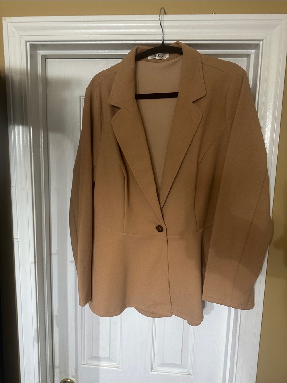 Classic Single-Button Tan Blazer